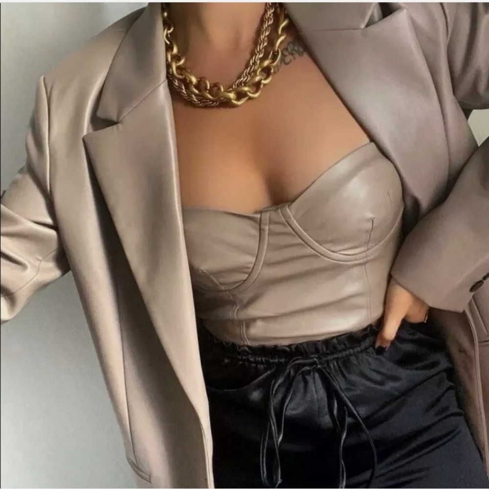 Zara Tan Cropped Tube Top